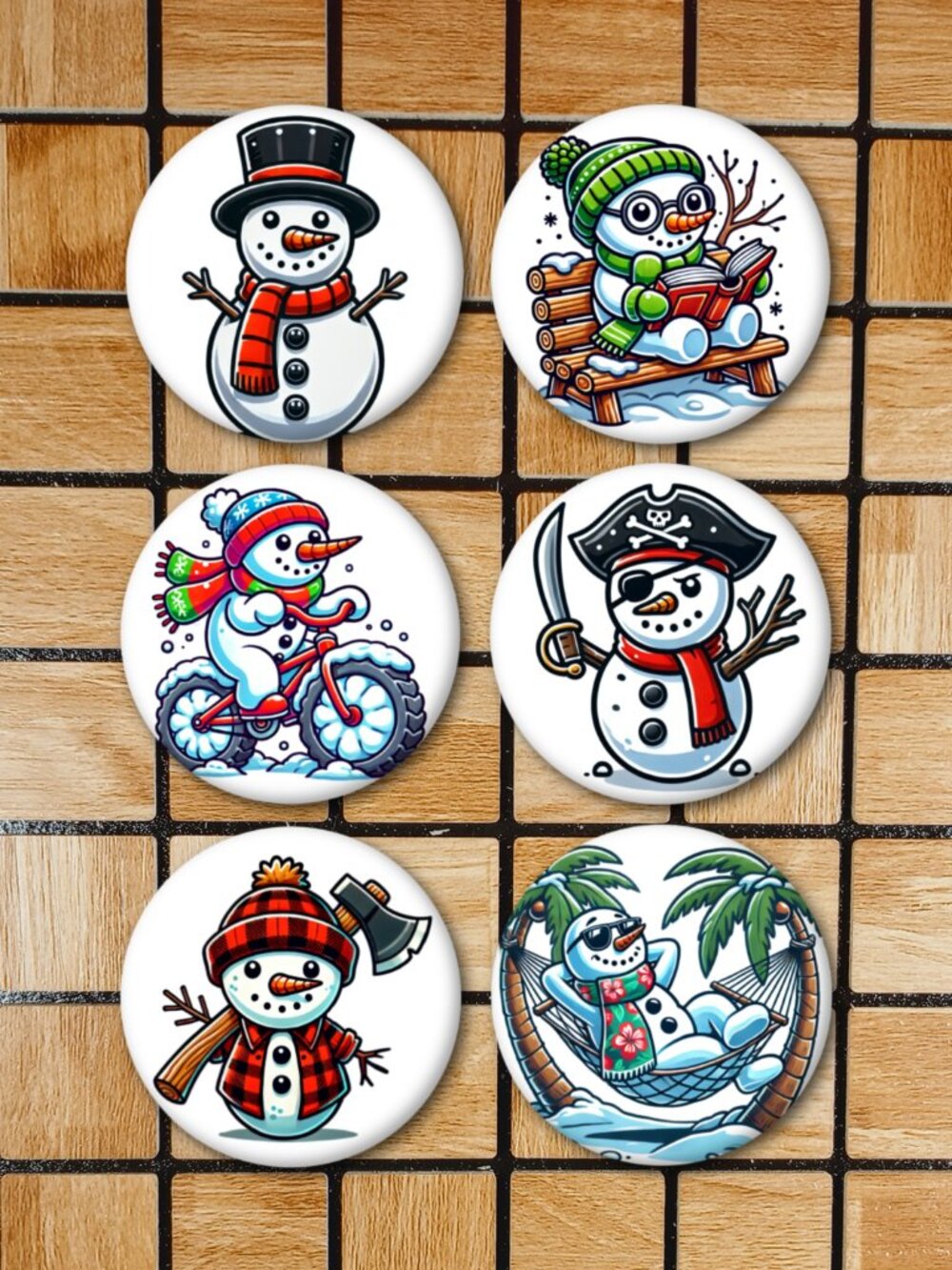 Winter Snowman Fridge Magnets Set Of 6 Metal Magnets Home Office Kitchen School
